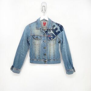 VTG Miss Sixty Women XS Ross Jacket Blue Denim Cropped Once We Had LOGO Vintage
